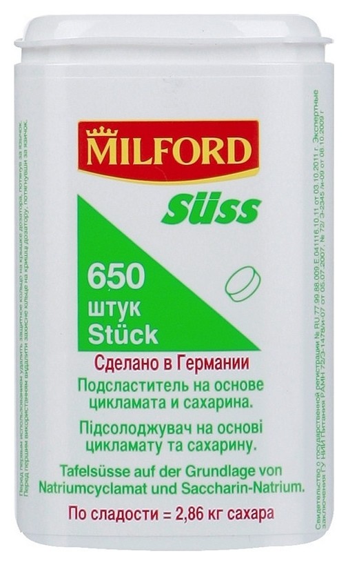 

Сахарозаменитель Milford (650 таб) 39г