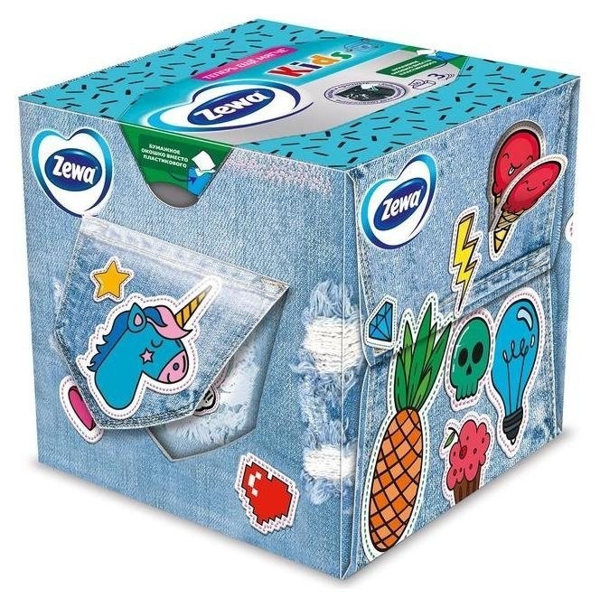 

Салфетки бумажные Zewa Kids куб 3-сл. 60 шт./уп. 6287, Белый