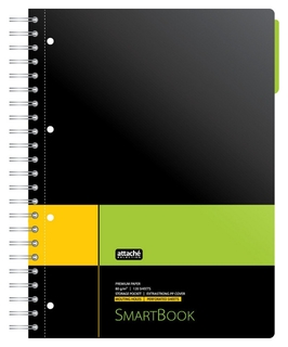 Бизнес-тетрадь Smartbook А4 120л. линейка,спир,микроп,разд,карм,жел-зел Attache