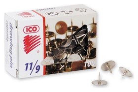 Кнопки Ico, 11 мм, стальные, 100 шт. карт.уп. ICO