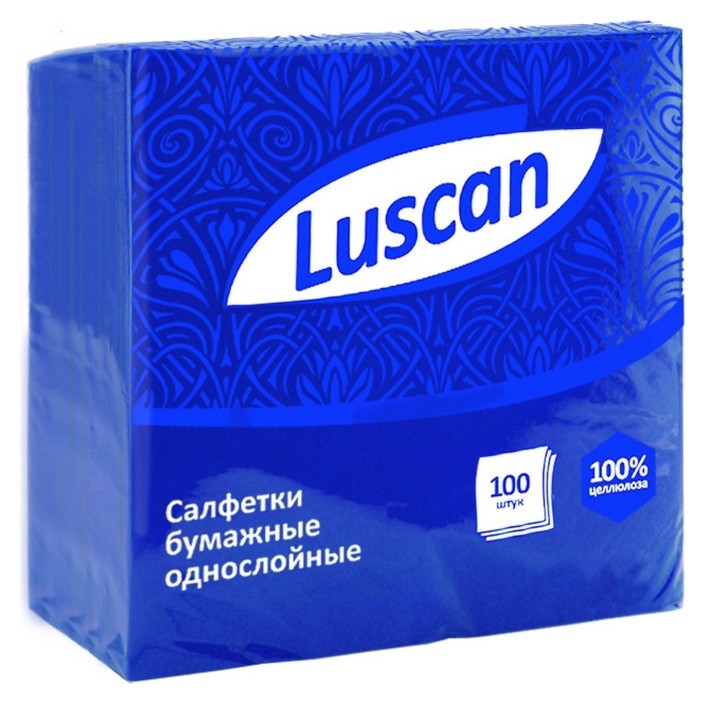

Салфетки бумажные Luscan 1сл24х24 синие 100шт/уп