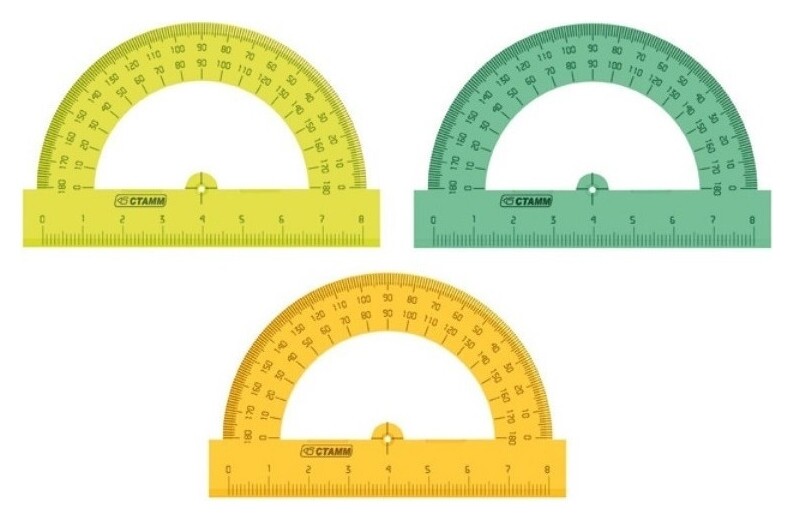 Транспортир 8см,   180градусов Neon Cristal тр-01  Стамм