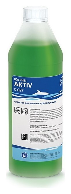 Профхим для посуды для ручного мытья и обезжир Dolphin/aktiv (D027), 1л Dolphin