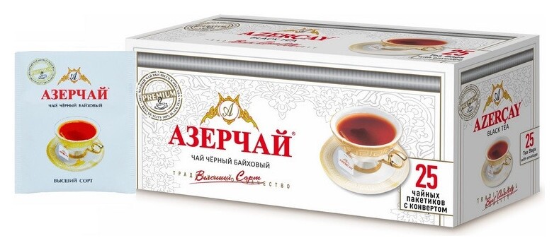 Чай азерчай премиум чай черный в пакетиках сашетах, 25 шт 166573 Азерчай