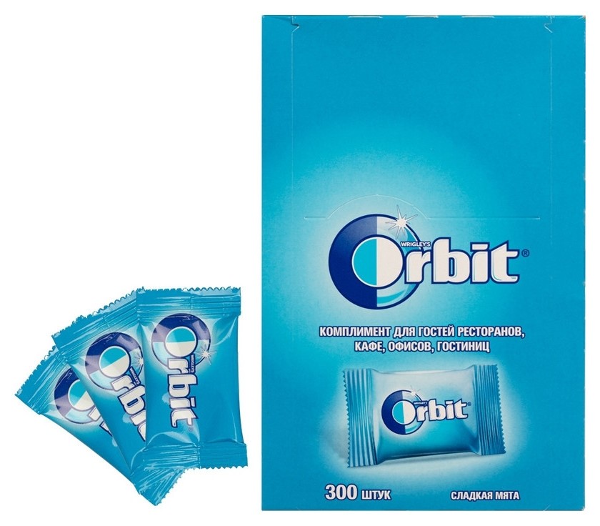 Жевательная резинка Orbit сладкая мята 300штx 1 подуш 1313₽