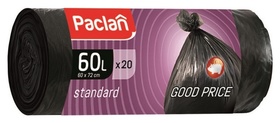 Мешки для мусора ПНД 60л 7,4мкм 20шт/рул черные 60x70см Paclan Standart Paclan