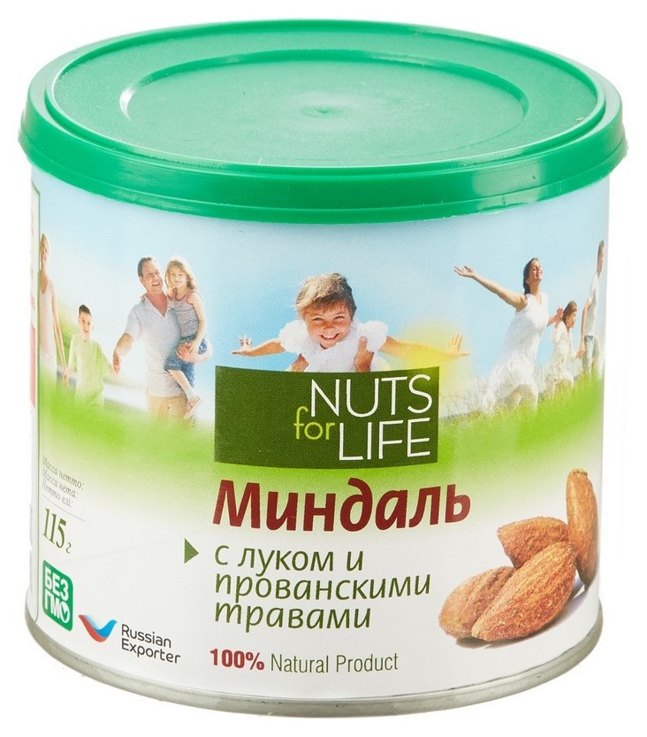 

Миндаль Nuts For Life обжаренный с прованскими травами, 115г