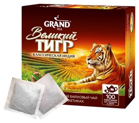 Чай великий тигр отборный Инд классич.чер.,100 пак.для чайных чашек 2210003 Grand
