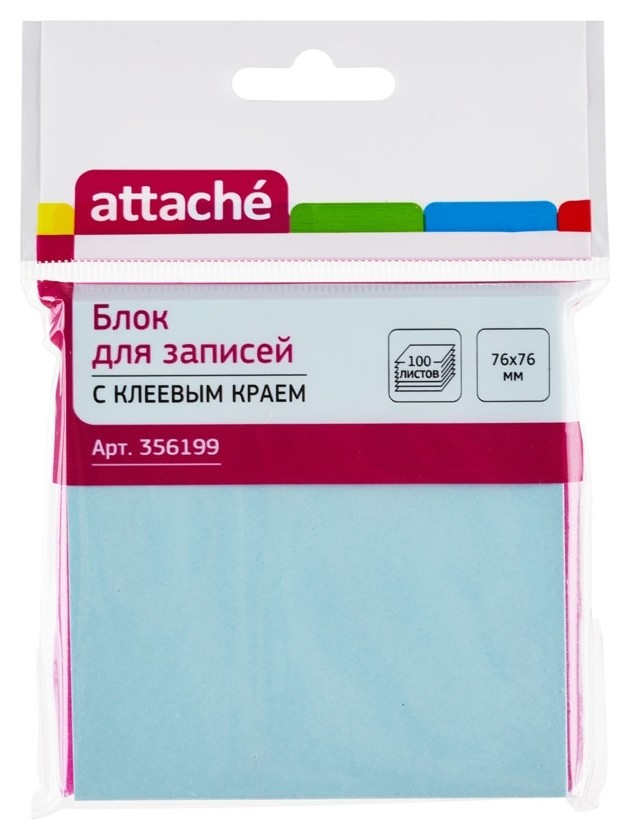 

Блок-кубик Attache с клеев.краем 76х76 голубой 100л.