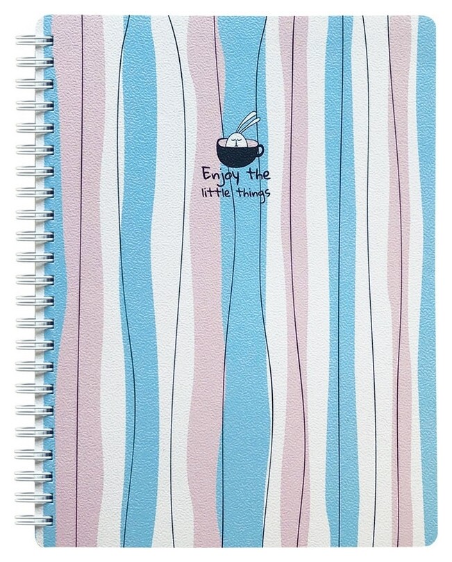 Тетрадь общая Besmart А5 120л,клетка,спираль,мягк пер. Bunny полосы N1927  Be smart