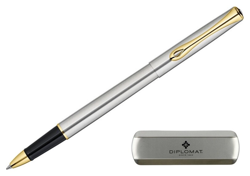 Роллер Diplomat Traveller Stainless Steel Gold синий D20000651  Diplomat