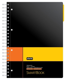 Бизнес-тетрадь Smartbook А4 120л. клетка,спир,микроп,разд,карм,жел-оран Attache