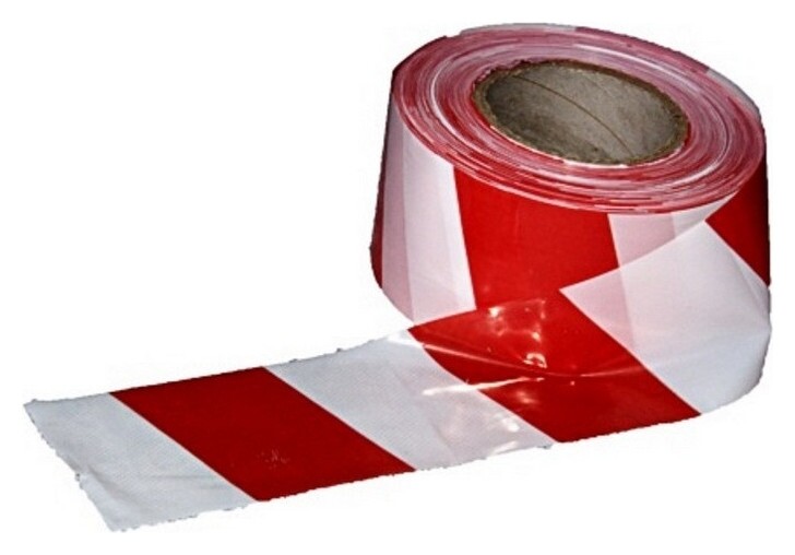 Лента оградительная красно-белая 75мм х100м  