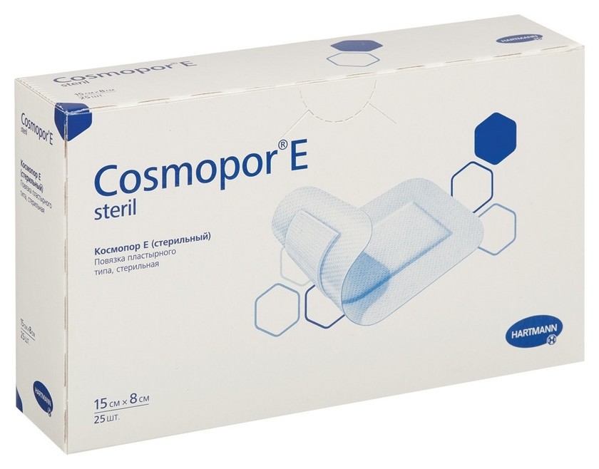 

Перевяз. ср-ва самок.стер повязки 15х8см 25шт.,cosmopor E 9010210, Белый