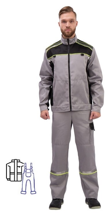 Спец.одежда летняя костюм муж. л26-кпк сер/черн (Р.52-54) 170-176  