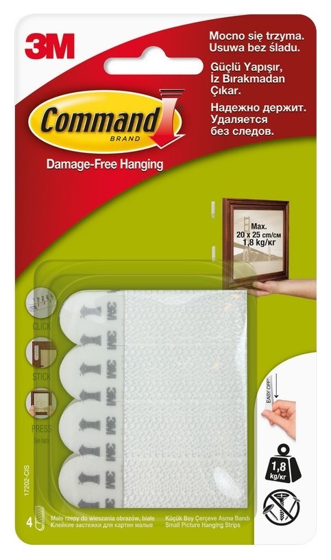 

Застежки клейкие Command (17202), белые, 450 г,4 пары., Белый