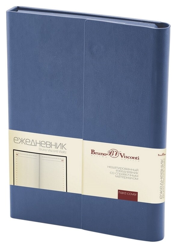 Ежедневник недатированный А5, 176л, с магн. клапаном, Waltz, синий 3-543/01  Bruno Visconti