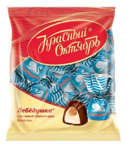 Конфеты лебедушка с начинкой мягкий ирис 250г  Красный октябрь