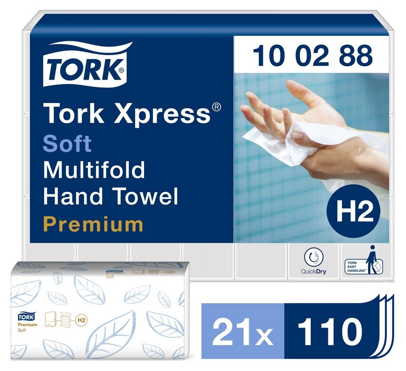 Полотенца бумажные для держ.tork Н2 Premium 2сл.110л*21пач/уп 100288