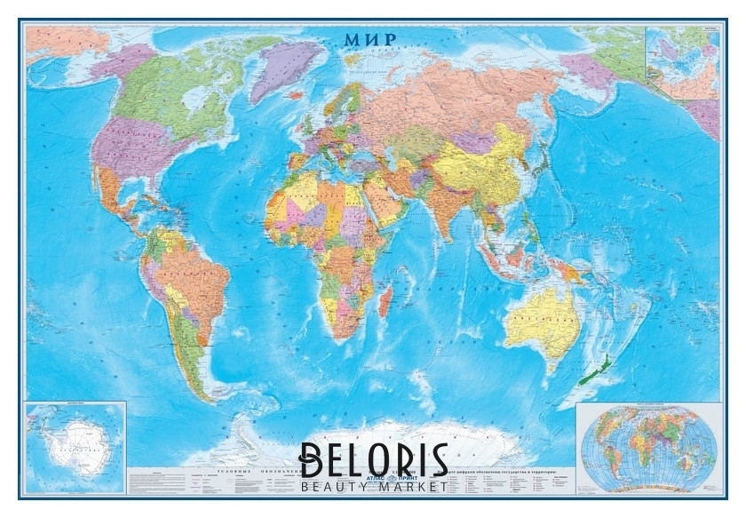 Настенная карта Мир политическая 1:15млн., 2,33х1,58м. Атлас принт