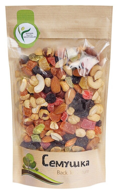 Коктейль смесь жареных орехов с цукатами семушка, 250г  Семушка