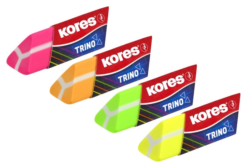 Ластик Kores треугольный неоновый в дисплей-боксе, цвет в асс 40503