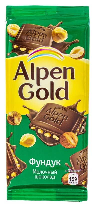 

Шоколад Alpen Gold плитка молоч.с фунд., 85г