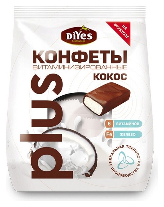 Конфеты Diyes кокосовые витаминизированные на фруктозе, 200г  DiYes
