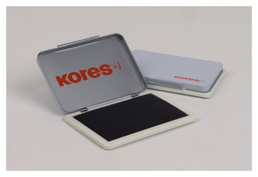 Подушка штемпельная настольная кores черная 7х11см метал. 71554  Kores