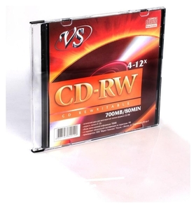 Носители информации Cd-rw, 4x-12x, VS, Slim/5, Vscdrwsl501 Vs