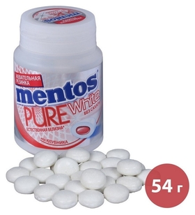 Жевательная резинка Mentos Pure White клубника, 54г Mentos
