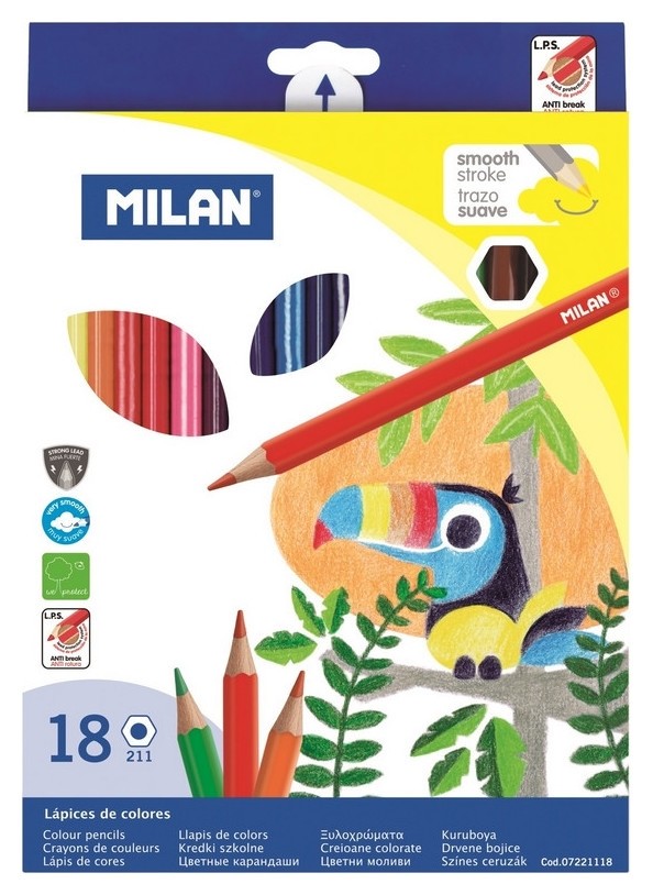 

Карандаши цветные 18цв 6-гран Milan, 07221118