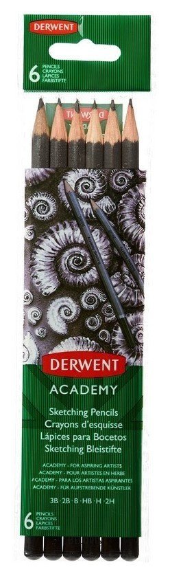 Набор карандашей черногр. Derwent Academy Sketching Hang Pack 6шт 2h-3b Derwent