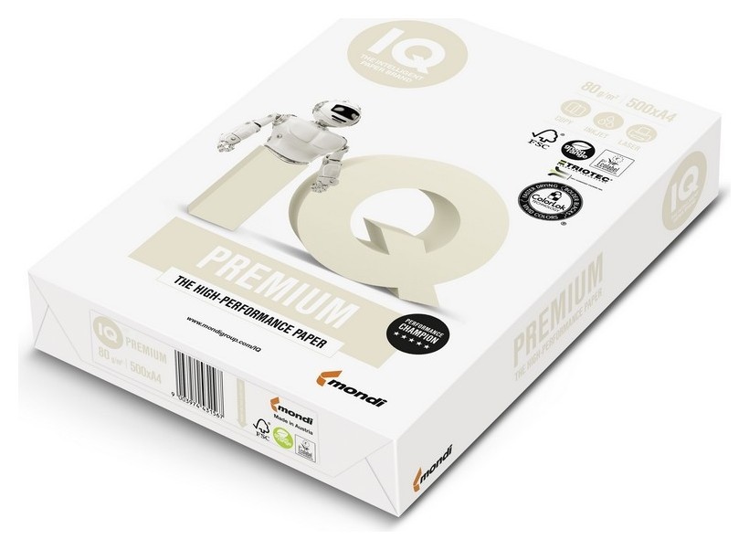 

Бумага IQ Premium (А4, марка А+, 80 г/кв.м, 500 л)