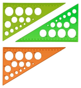 Линейка треугольник с окружностями 19смугол30градпластикneoncristalассорт Стамм