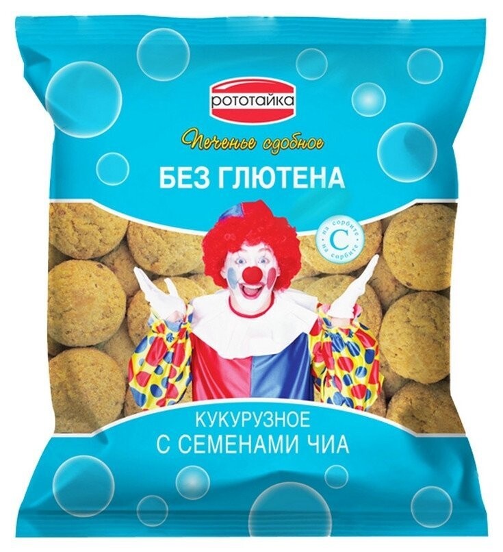 Печенье рототайка кукурузное с семенами чиа без глютена на сорбите, 200г  Рототайка