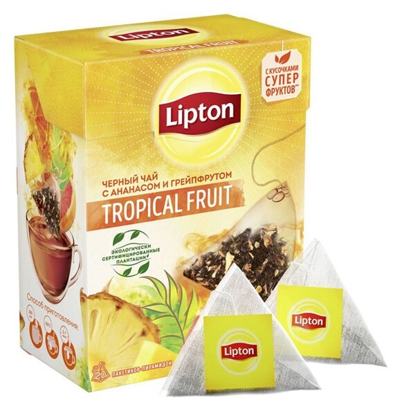 Чай Lipton Tropical Fruit черн.пирамидки 20 пак/уп  Lipton