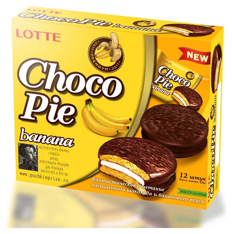 Пирожное Lotte Chocopie банан, 336г  Lotte