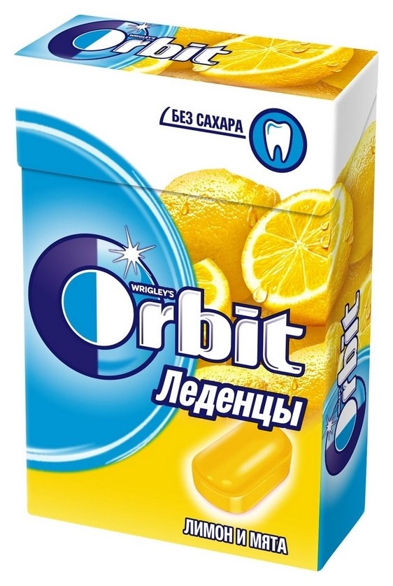Конфеты леденцы Orbit лимон и мята, 35г