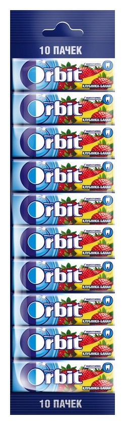 Жевательная резинка Orbit клубника-банан мультипак 10шт 136г 567₽