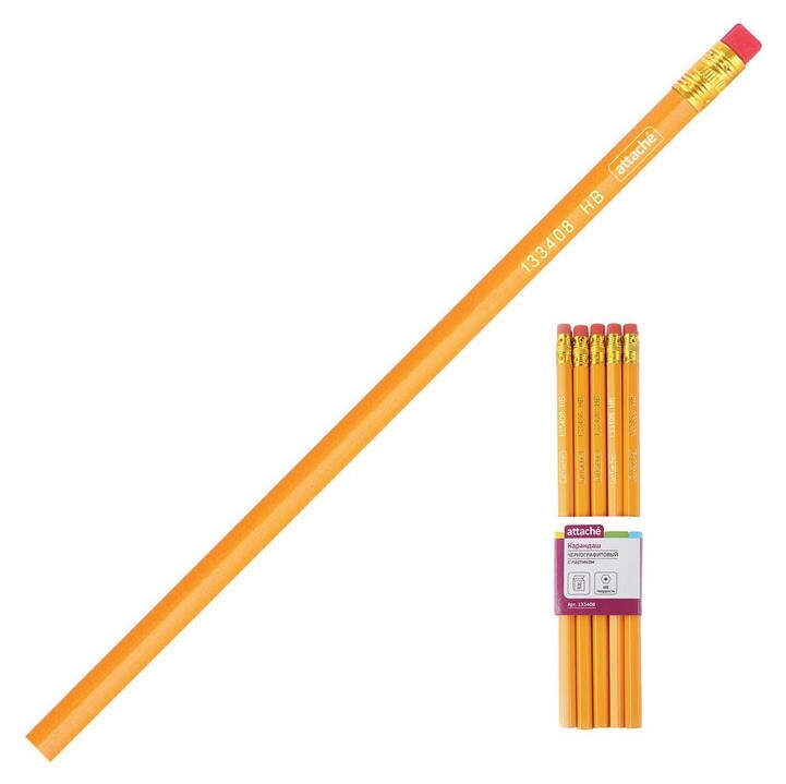 Карандаш чернографитный Attache HB с ластиком Attache