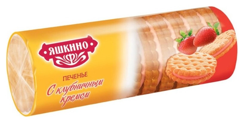 Печенье затяжное яшкино с клубничным кремом 182г мп428  Яшкино