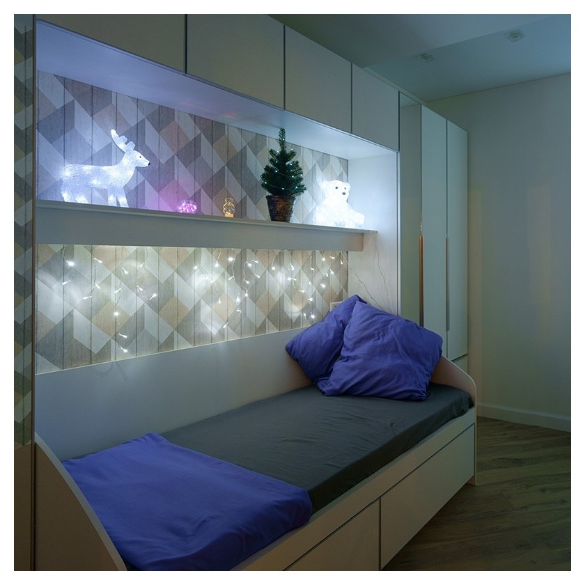 

Гирлянда светодиодная бахрома 200 Led,3x0,8 м белые, прозрачный ПВХ 255-065