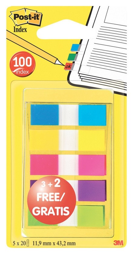 

Клейкие закладки пласт. 5цв.по 20л. (5 по цене 3) неон Post-it 683-5cbx