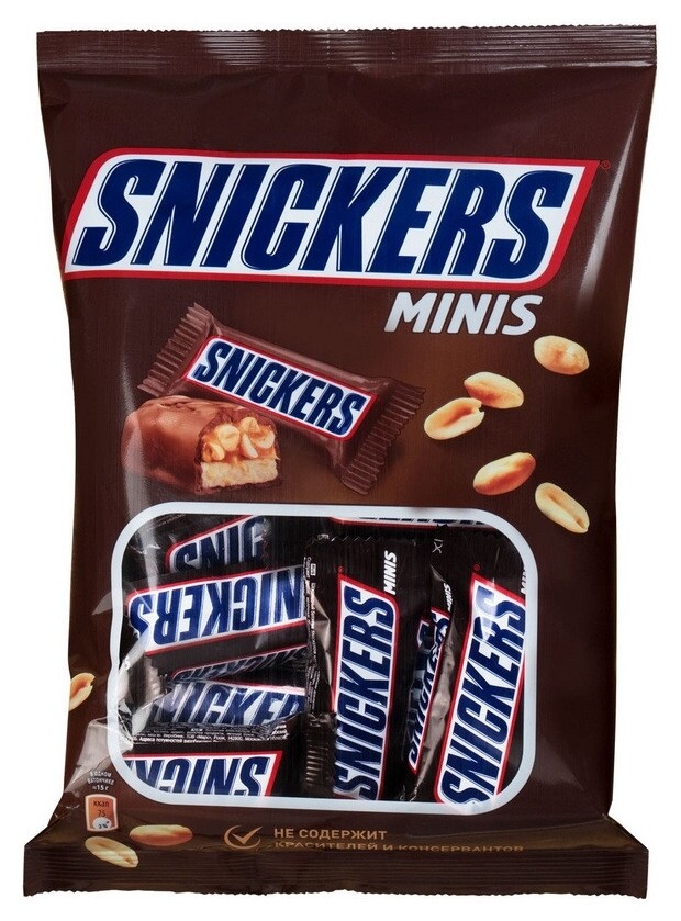 Шоколадный батончик Snickers мини 180г  Snickers