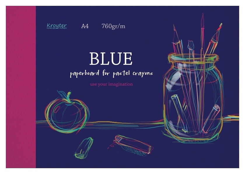 Альбом для рис.пастелью Kroyter А4 10л,блок синий 760гр,обл.мел.карт.7521  Kroyter