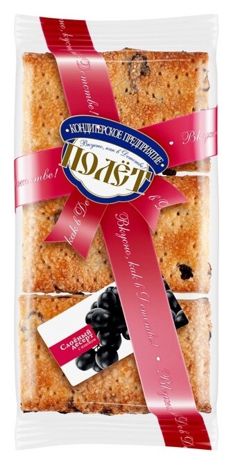 Печенье полет слоеный десерт с изюмом, 220г  Полет