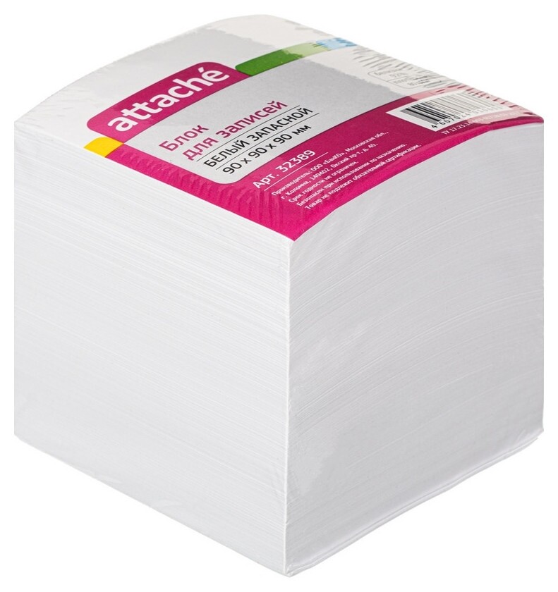 Блок-кубик Attache запасной 9х9х9 белый блок 80 г, 92%  Attache