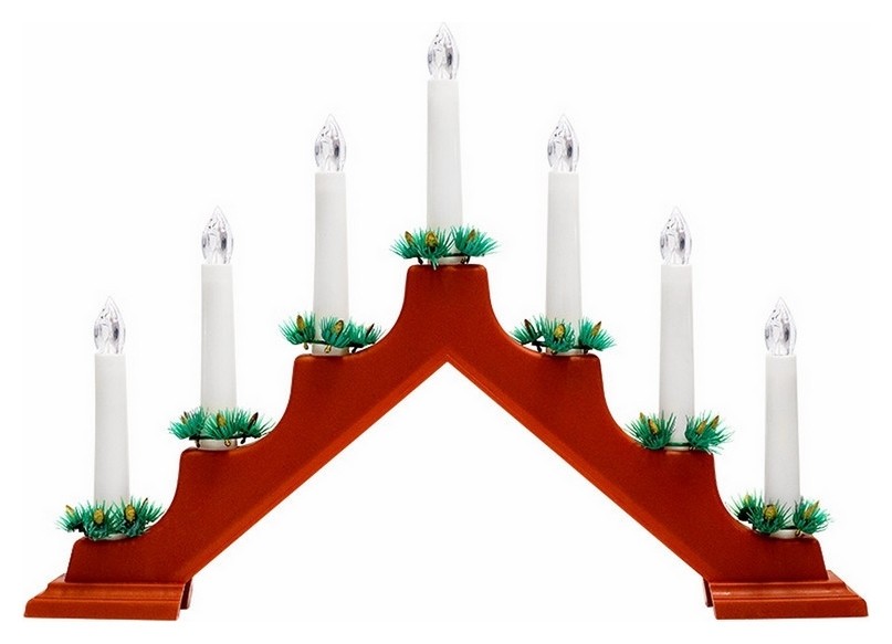 Новогодняя горка 7 свечек, красная, цвет свечения: теплый белый 501-082