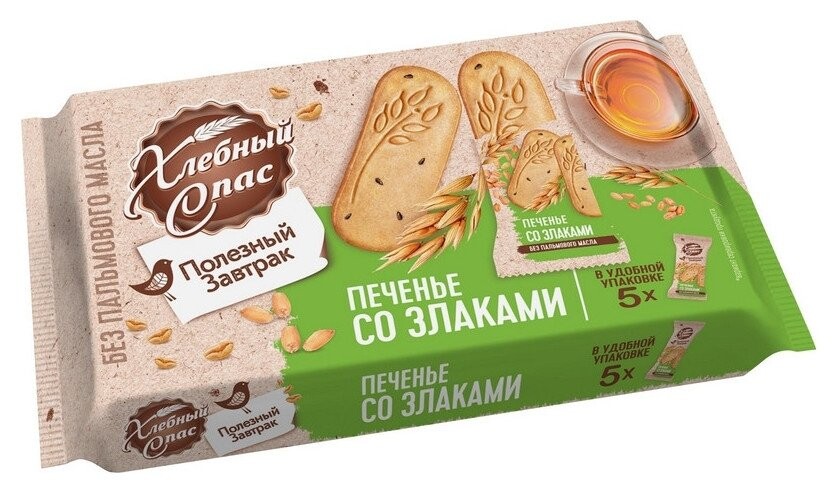 Печенье хлебный спас полезный завтрак со злаками, 160г  Хлебный спас